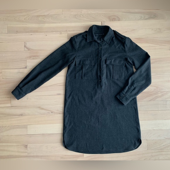 ZARA - Charcoal Shirt Dress | Long Sleeve, Pocket Detail - Picture 2 of 10